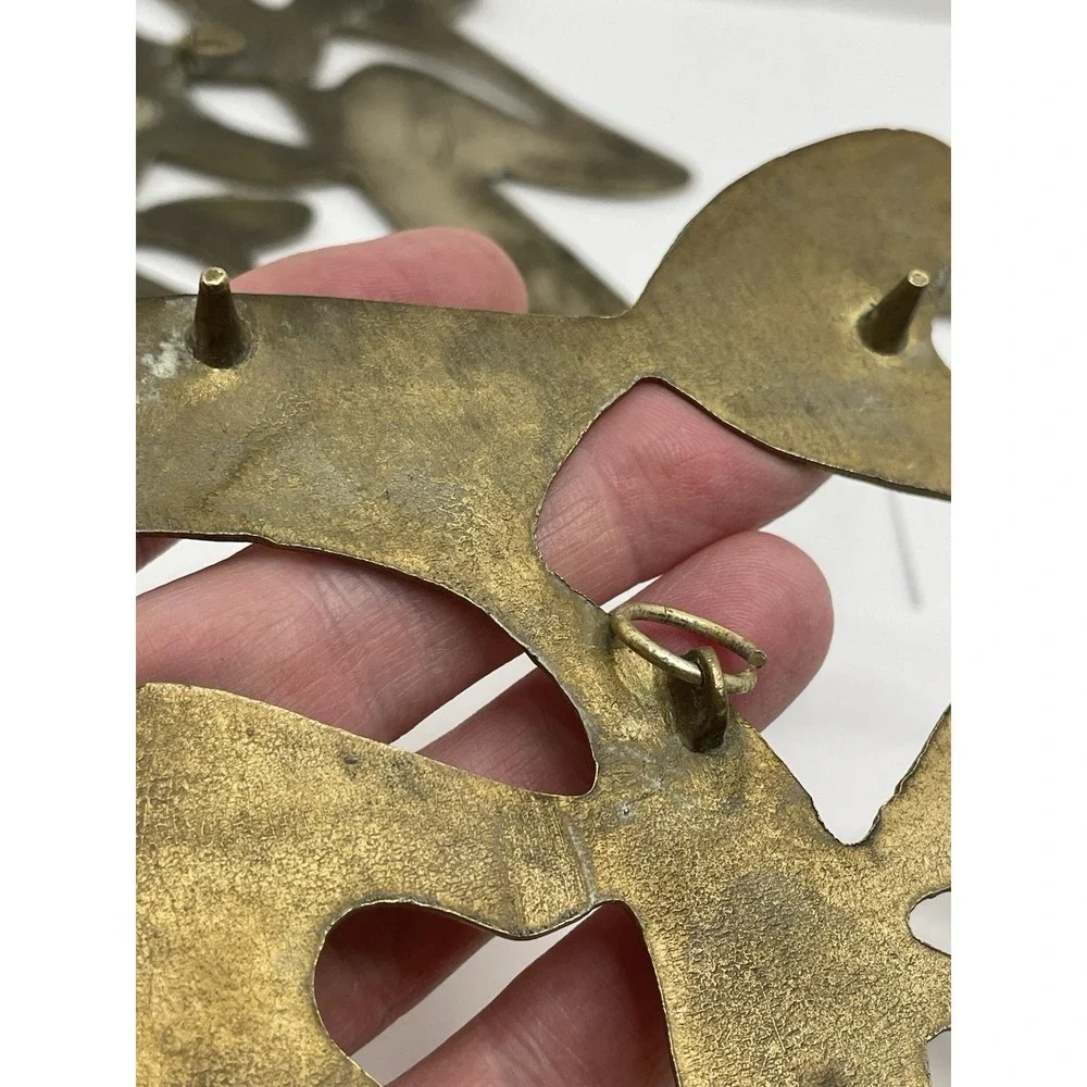 Vtg. Leonard Silver Co. Solid Brass Asian Symbols Wall Plaque/Trivets Set Of 3